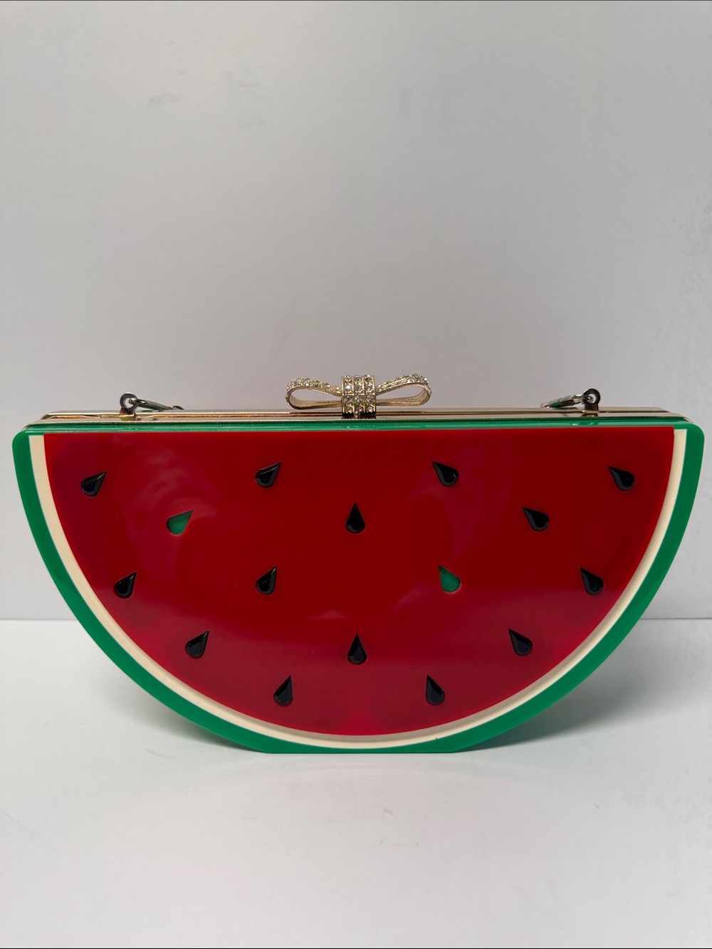 Watermelon Red & Green Half-Moon Hard Case Clutch